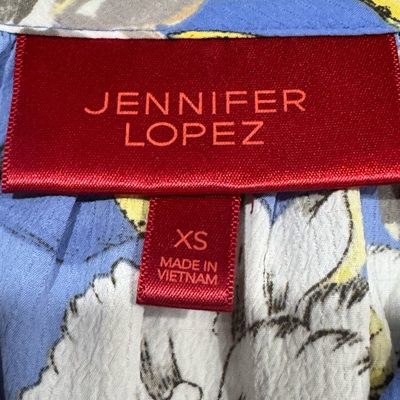 Jennifer Lopez Bell Sleeve Blue Floral Blouse Size XS - Picture 5 of 6